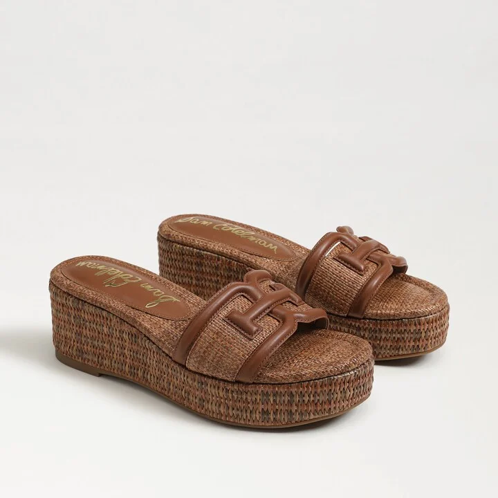 Sam Edelman Pauleena Espadrille Sandal Rich Cognac Brown Leather
