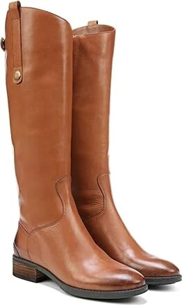 Sam Edelman Penny 2 Wide Calf Leather Riding Boot Women's Zip Boots Whiskey : 7.5 M