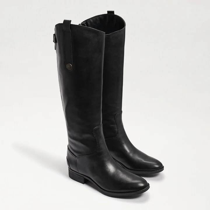 Sam Edelman Penny Wide Calf Leather Riding Boot Black Leather