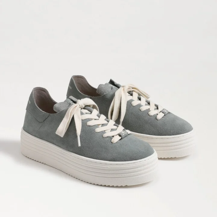 Sam Edelman Pippy Lace Up Platform Sneaker Sky Grey Suede