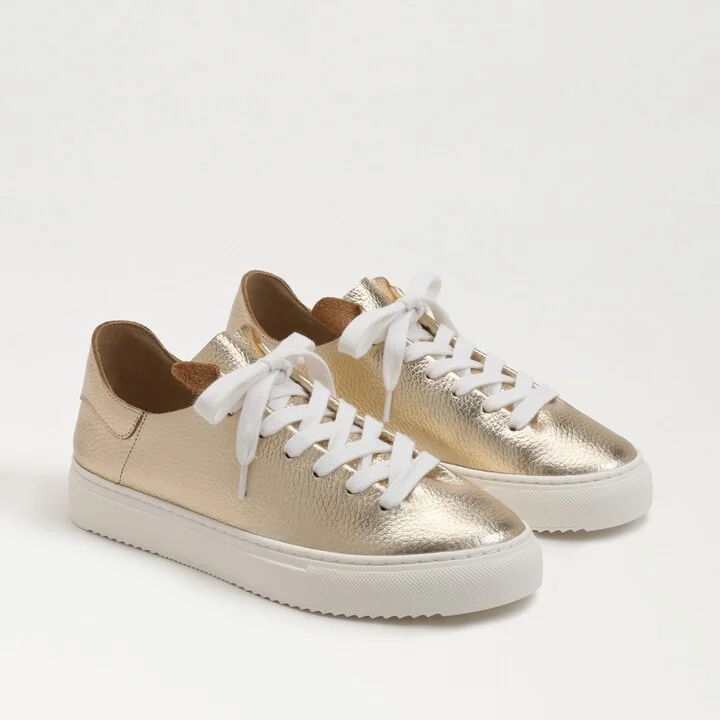 Sam Edelman Poppy Lace Up Sneaker Gold Leather