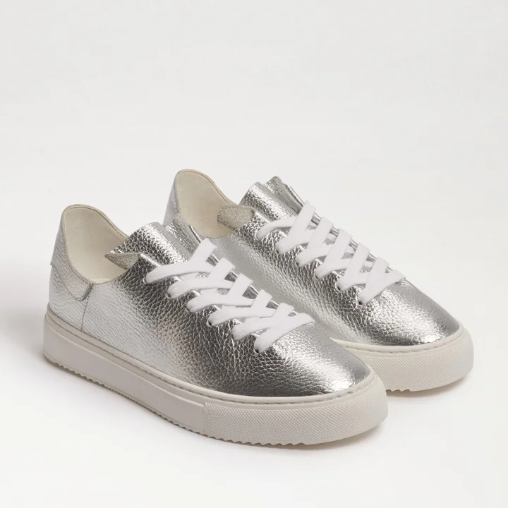 Sam Edelman Poppy Lace Up Sneaker Soft Silver Leather
