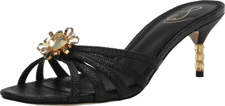Sam Edelman Posey Heeled Sandal Black Woven 6.5 Medium