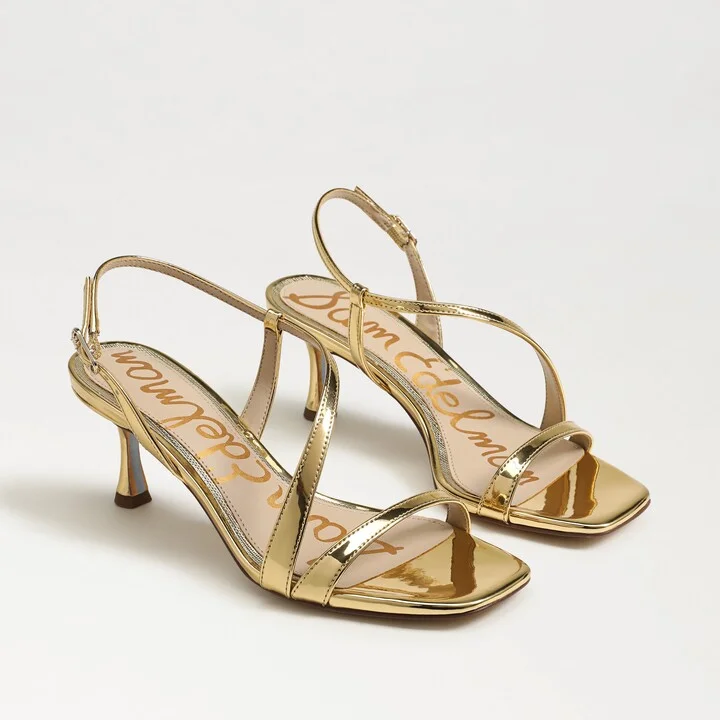 Sam Edelman Prance Strappy Heel Amber Gold Metallic