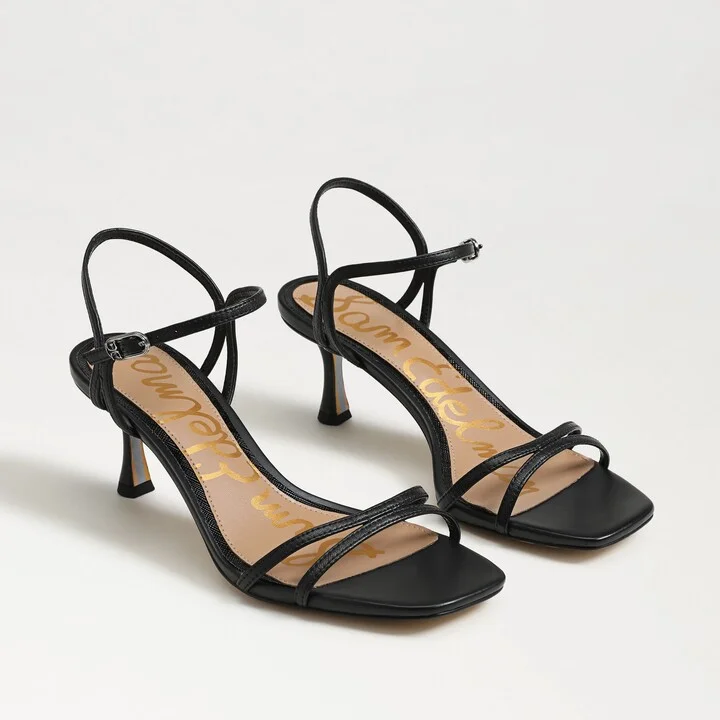 Sam Edelman Presley Strappy Kitten Heel Sandal Black Leather