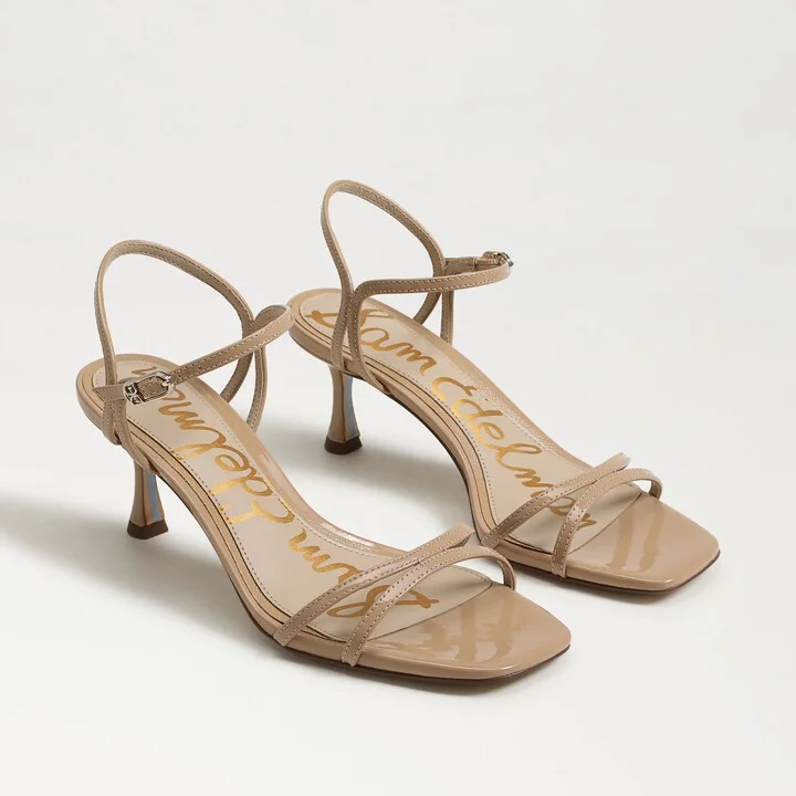 Sam Edelman Presley Strappy Kitten Heel Sandal Sienna Tan Patent