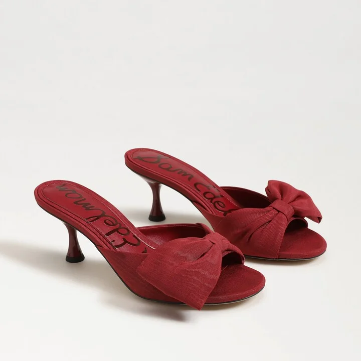 Sam Edelman Ragan Kitten Heel Sandal Deep Scarlet Fabric