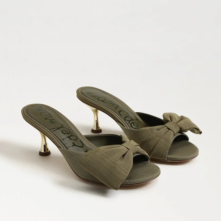 Sam Edelman Ragan Kitten Heel Sandal Light Olive Suede