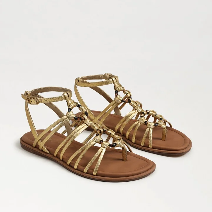 Sam Edelman Raye Gladiator Sandal Gold Crocco Leather