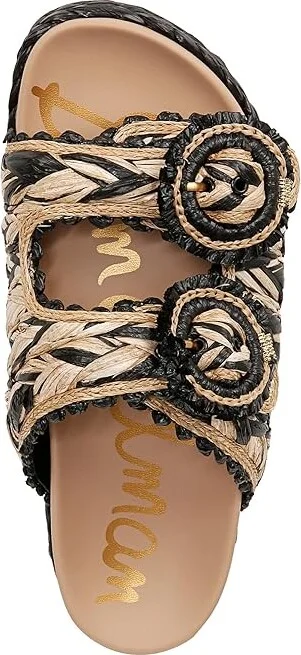 Sam Edelman Reina Women's Dress Flat Shoes Black/Natural : 5 M, Textile - Image 2