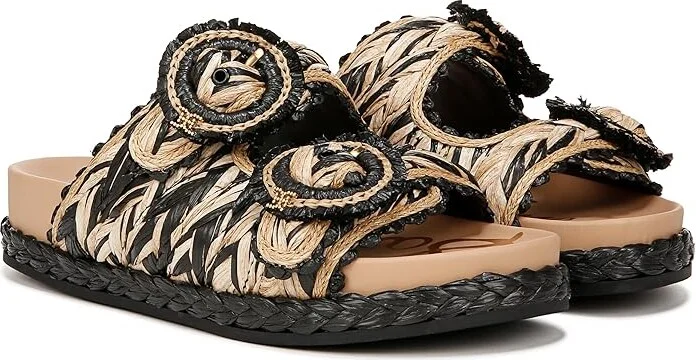 Sam Edelman Reina Women's Dress Flat Shoes Black/Natural : 5 M, Textile