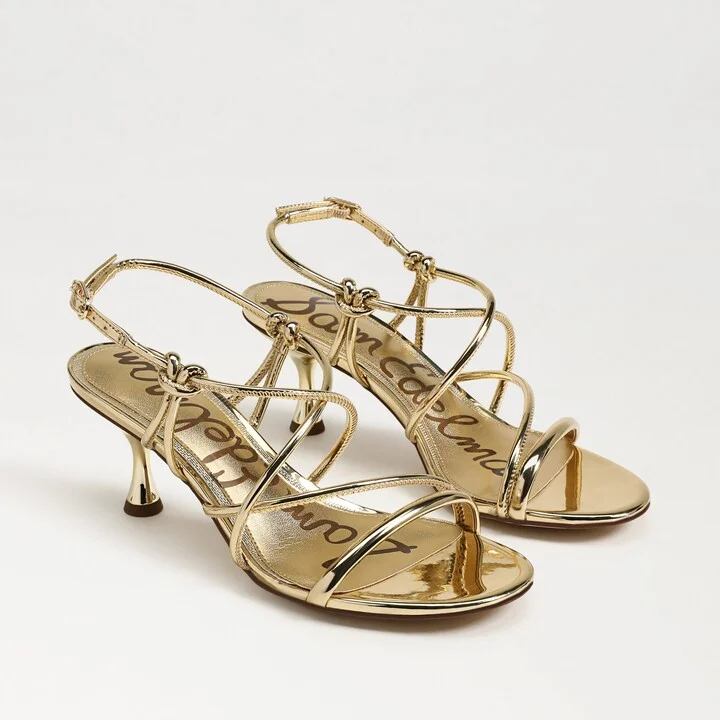 Sam Edelman Riana Strappy Heel Sandal Amber Gold Faux Leather