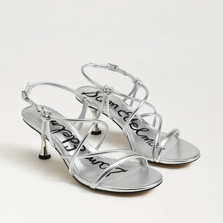 Sam Edelman Riana Strappy Heel Sandal Soft Silver Faux Leather