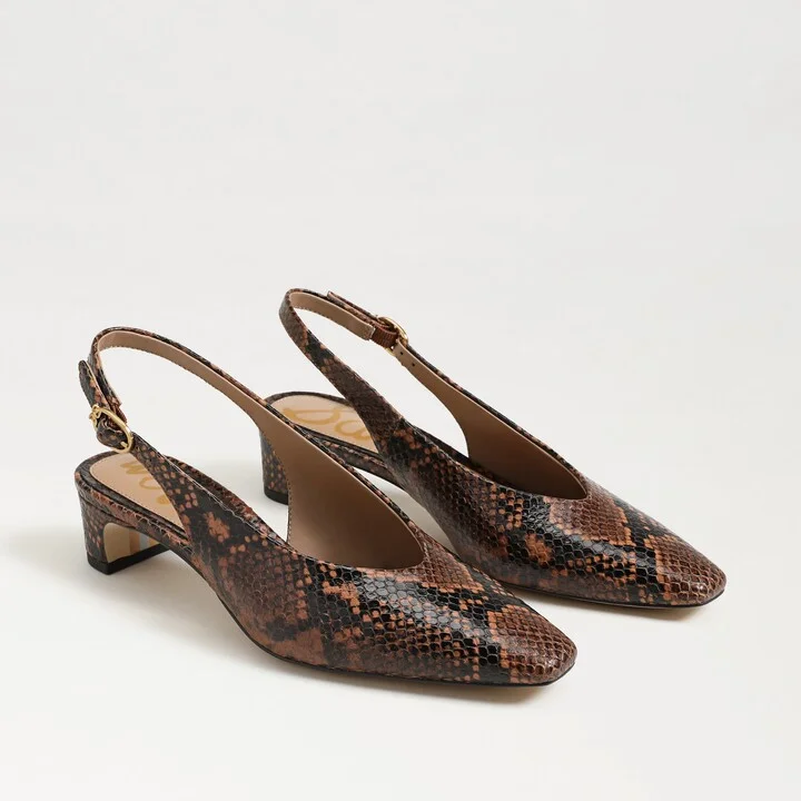 Sam Edelman Ronnie Slingback Heel Copper Snake Print Leather