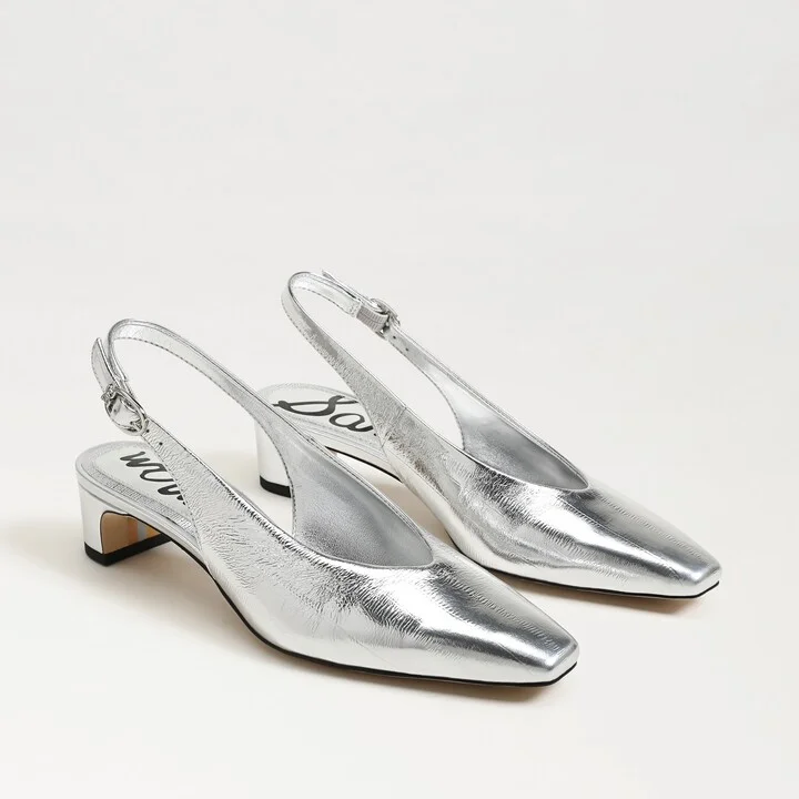 Sam Edelman Ronnie Slingback Heel Silver Patent Leather