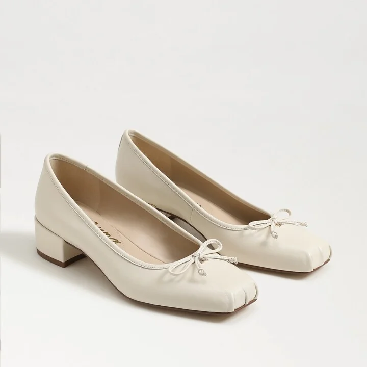 Sam Edelman Rosa Block Heel Slip On Modern Ivory Leather