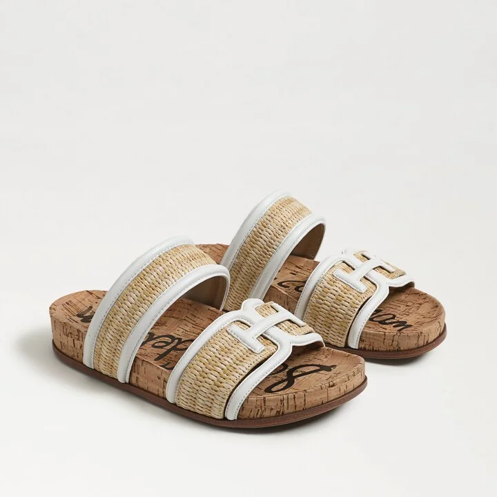 Sam Edelman Rowan Slide Footbed Sandal Dark Natural/White Weave