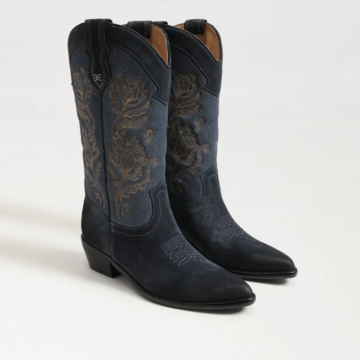 Sam Edelman Rue Western Boot Atlantic Suede Leather