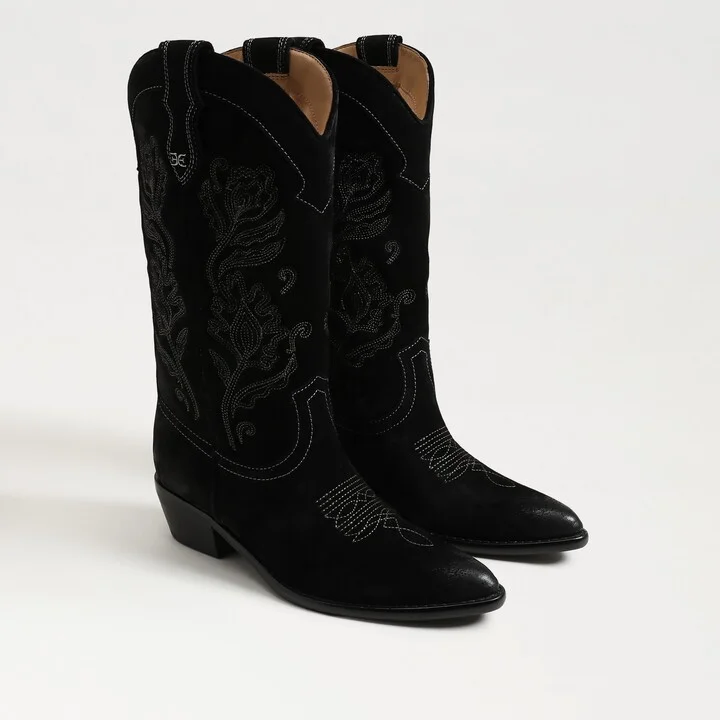 Sam Edelman Rue Western Boot Black Suede