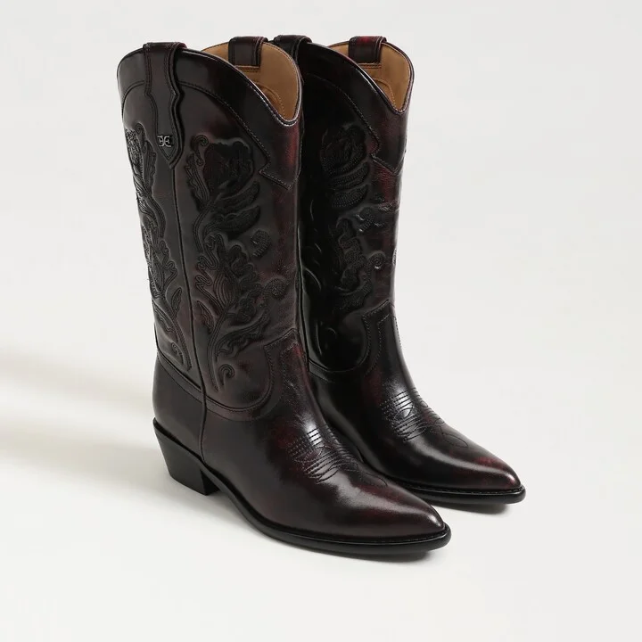 Sam Edelman Rue Western Boot Merlot Leather