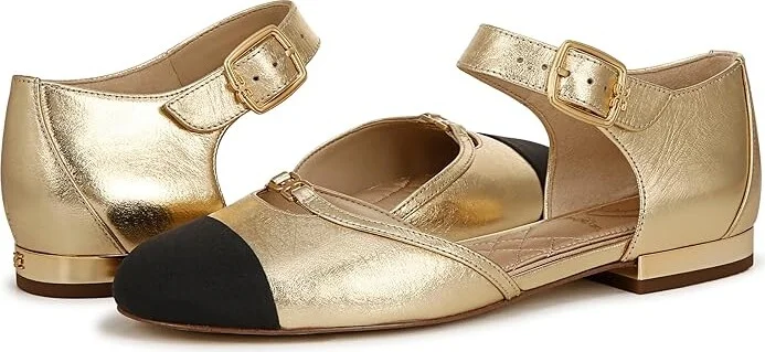 Sam Edelman Rylie Women's Flat Shoes Amber Gold/Black : 6.5 M, Leather/Rubber - Image 4