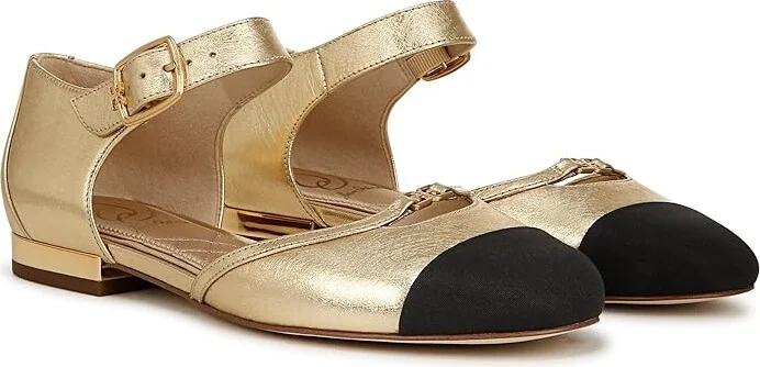 Sam Edelman Rylie Women's Flat Shoes Amber Gold/Black : 6.5 M, Leather/Rubber