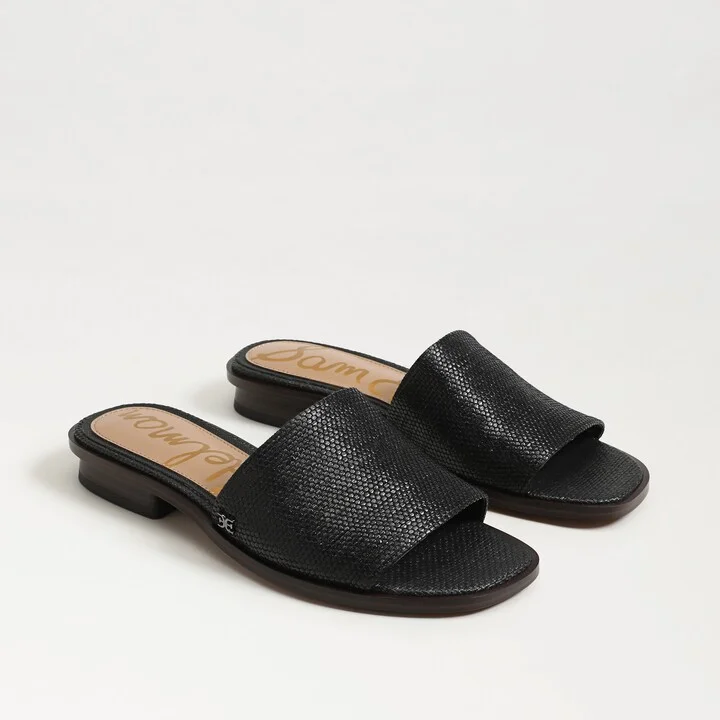 Sam Edelman Sabrina Mule Slide Sandal Black Faux Raffia