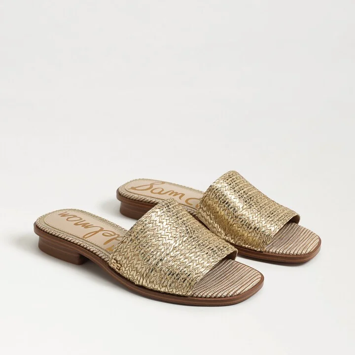 Sam Edelman Sabrina Mule Slide Sandal Sunny Gold Raffia