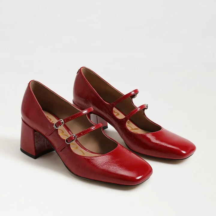 Sam Edelman Sarah Mary Jane Pump Deep Scarlet Leather