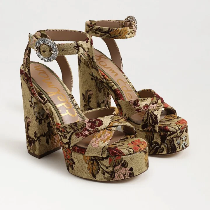 Sam Edelman Savannah Glow Platform Dress Sandal Natural Multi Fabric