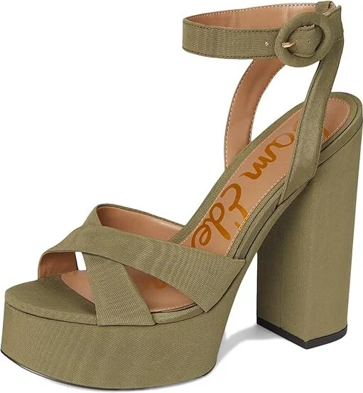 Sam Edelman Savannah High Women's Heels Light Olive : 6 M, Textile - Image 5