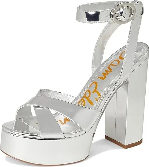 Sam Edelman Savannah High Women's Heels Soft Silver : 7 M, Faux Leather - Image 5