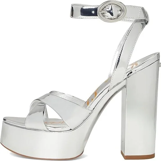 Sam Edelman Savannah High Women's Heels Soft Silver : 7 M, Faux Leather - Image 6