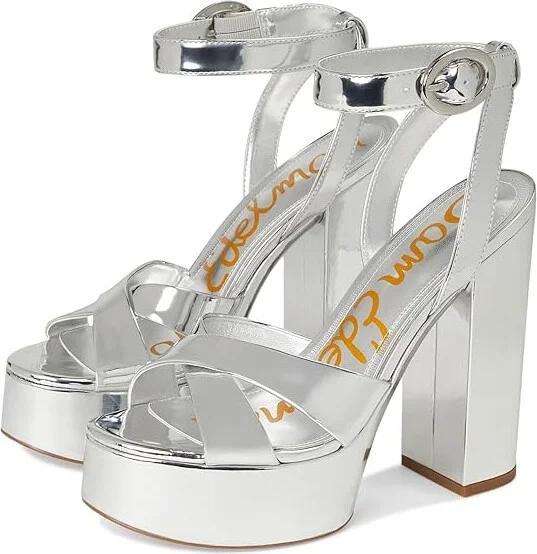 Sam Edelman Savannah High Women's Heels Soft Silver : 7 M, Faux Leather