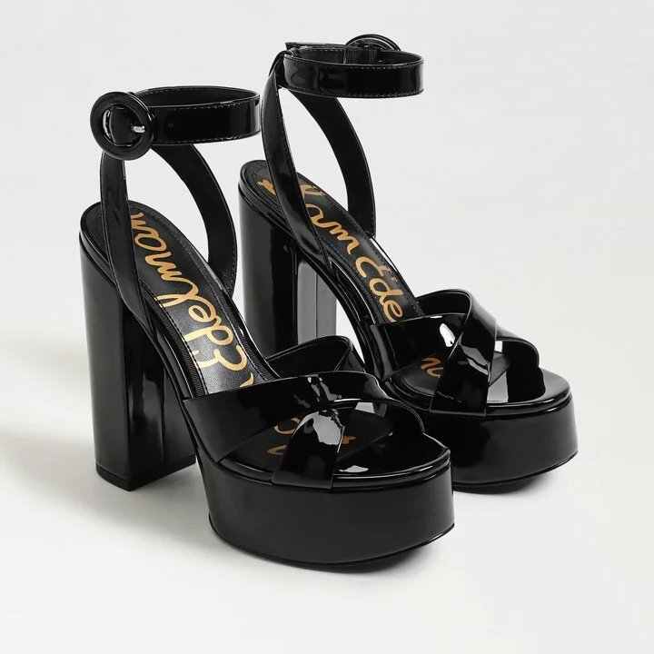 Sam Edelman Savannah Platform Dress Sandal Black Patent Leather
