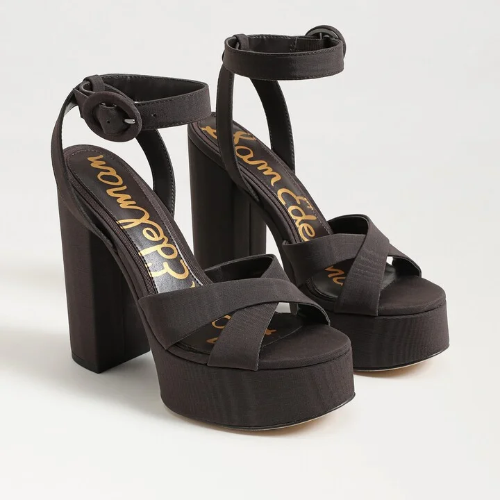 Sam Edelman Savannah Platform Dress Sandal Cocoa Brown Fabric