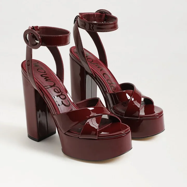 Sam Edelman Savannah Platform Dress Sandal French Merlot Patent Leather