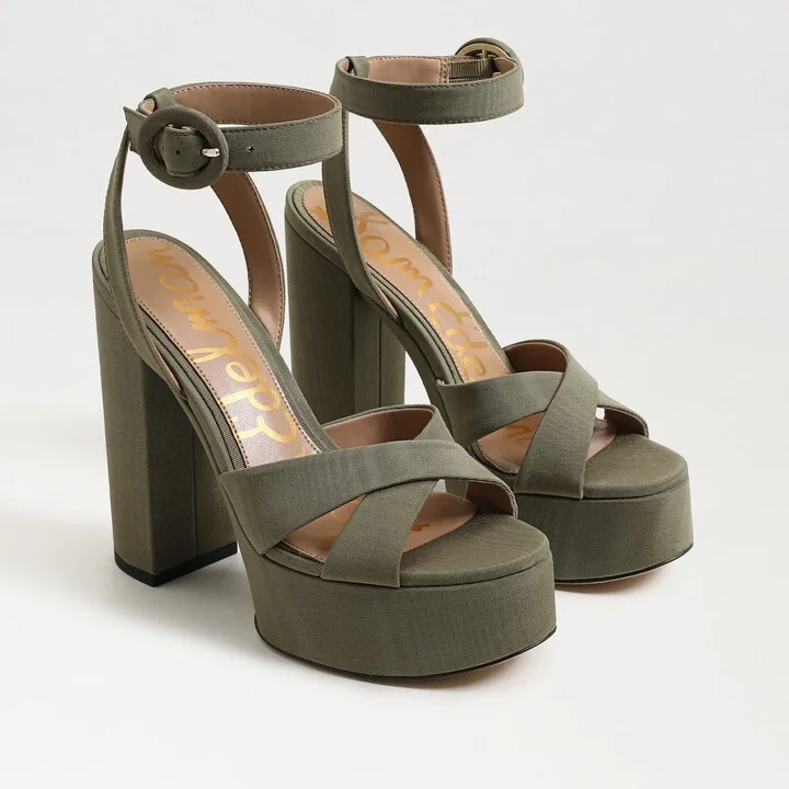 Sam Edelman Savannah Platform Dress Sandal Light Olive Leather
