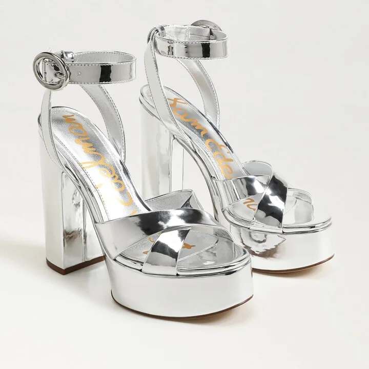 Sam Edelman Savannah Platform Dress Sandal Soft Silver Faux Leather