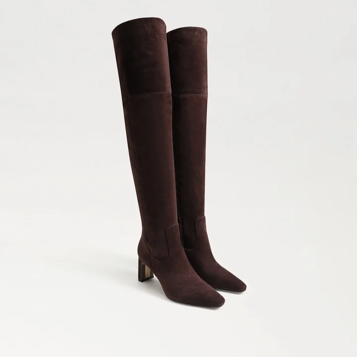 Sam Edelman Shea Wide Calf Over The Knee Boot Café Noir Brown Suede