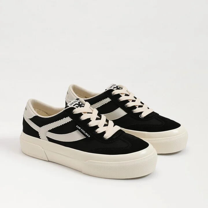 Sam Edelman Simone Lace Up Sneaker Black/Sugar Leather