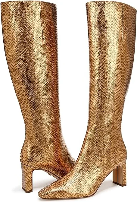 Sam Edelman Sylvia 2 Women's Boots Medallion Gold Snake : 7.5 M, Leather