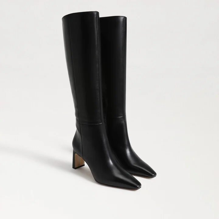 Sam Edelman Sylvia Wide Calf Knee High Boot Black Leather