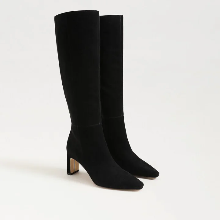 Sam Edelman Sylvia Wide Calf Knee High Boot Black Suede