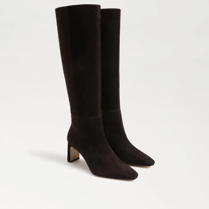 Sam Edelman Sylvia Wide Calf Knee High Boot Chocolate Brown Suede