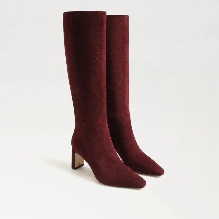Sam Edelman Sylvia Wide Calf Knee High Boot French Burgundy Suede