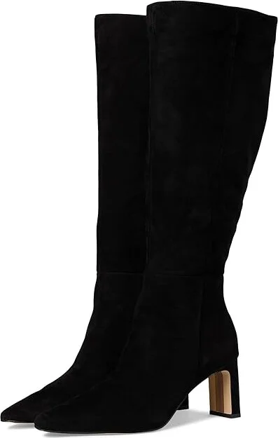 Sam Edelman Sylvia Wide Calf Women's Shoes Black Suede Wide Calf : 12 M, Leather
