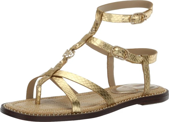 Sam Edelman Talya Flat Sandal Gold 8 Medium