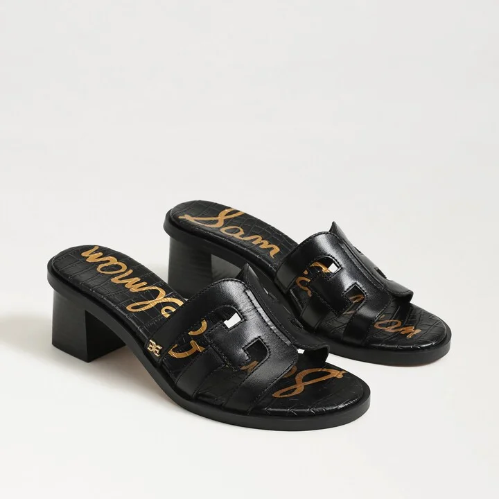 Sam Edelman Tasha Block Heel Sandal Black Leather