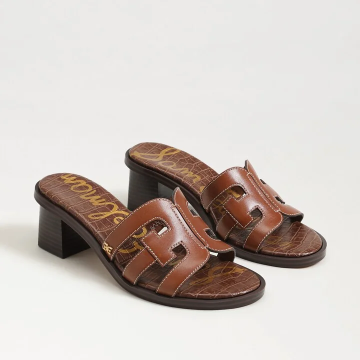 Sam Edelman Tasha Block Heel Sandal Rich Cognac Leather